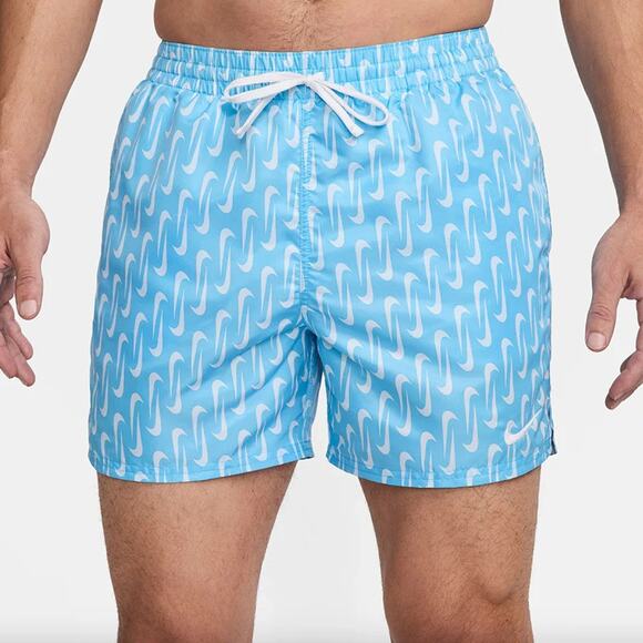 Nike Swim Essentials Men's Blue Swoosh Drawstring Volley Athletic Shorts Size L - Picture 4 of 6